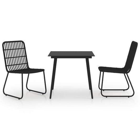 Dining Set | Black | Poly rattan, powder-coated steel, glass | 80 cm Dining Set | Black | Poly rattan, powder-coated steel, glass | 80 cm