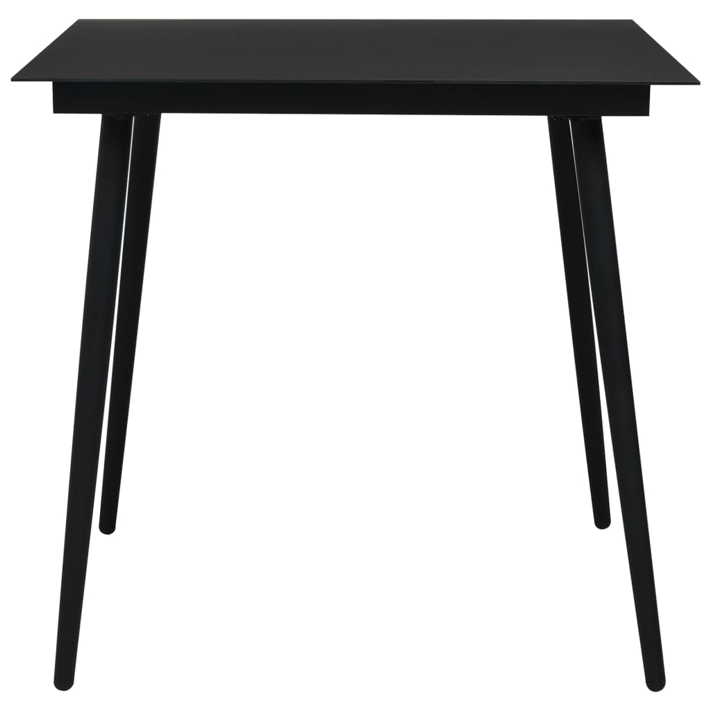 Dining Set | Black | Poly rattan, powder-coated steel, glass | 80 cm