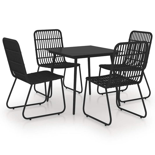 5 Piece Outdoor Dining Set Poly Rattan and Glass 5 Piece Outdoor Dining Set Poly Rattan and Glass