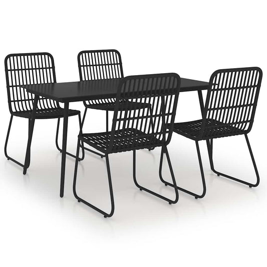 5 Piece Outdoor Dining Set Poly Rattan and Glass 5 Piece Outdoor Dining Set Poly Rattan and Glass