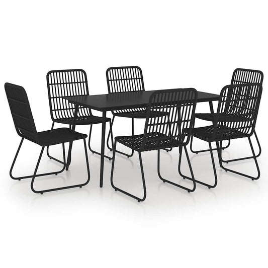 7 Piece Outdoor Dining Set Poly Rattan and Glass 7 Piece Outdoor Dining Set Poly Rattan and Glass