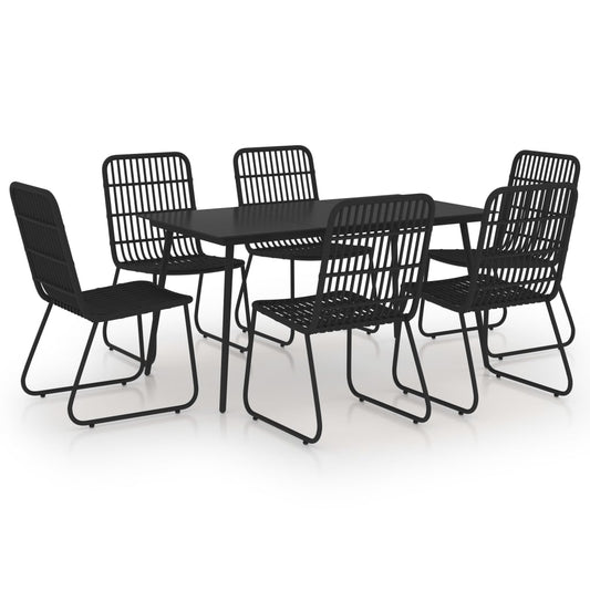 7 Piece Outdoor Dining Set Poly Rattan and Glass 7 Piece Outdoor Dining Set Poly Rattan and Glass