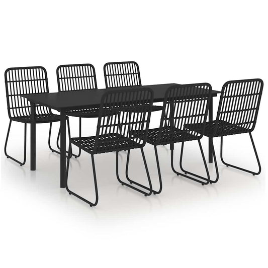 7 Piece Outdoor Dining Set Poly Rattan and Glass 7 Piece Outdoor Dining Set Poly Rattan and Glass