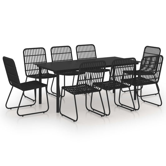 9 Piece Outdoor Dining Set Poly Rattan and Glass 9 Piece Outdoor Dining Set Poly Rattan and Glass
