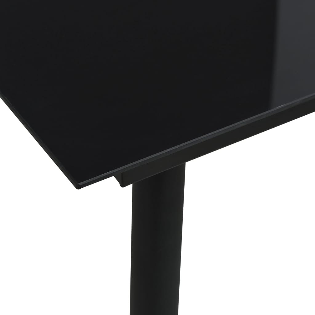 Dining Set | Black | Glass, Powder-Coated Steel, PVC Hollow Rattan