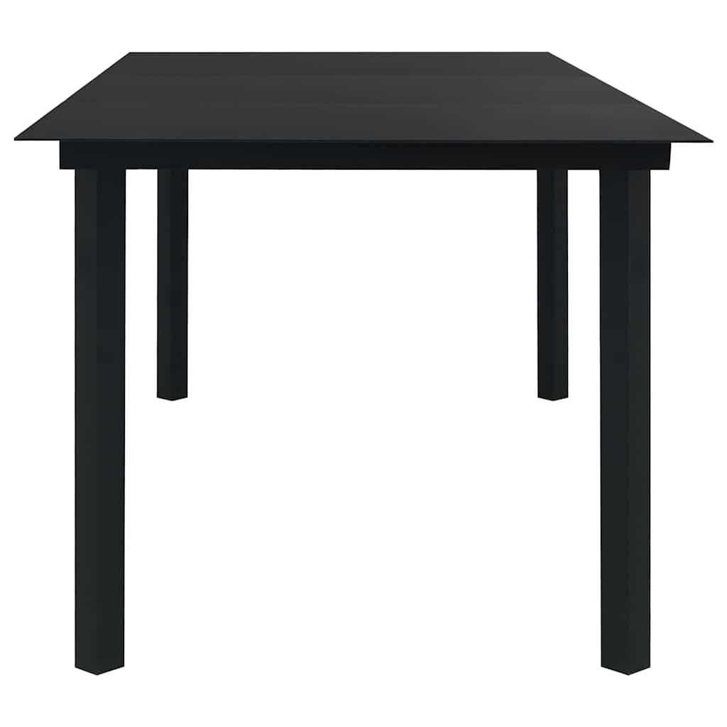 Dining Set | Black | Glass, Powder-Coated Steel, PVC Hollow Rattan