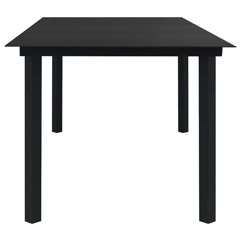 Dining Set | Black | Glass, Powder-Coated Steel, PVC Hollow Rattan