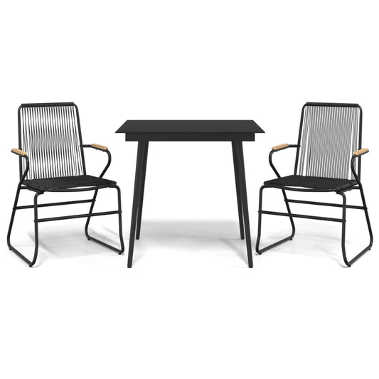 3 Piece Garden Dining Set Black PVC Rattan 3 Piece Garden Dining Set Black PVC Rattan