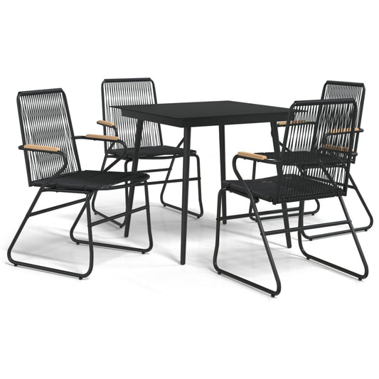 5 Piece Garden Dining Set Black PVC Rattan 5 Piece Garden Dining Set Black PVC Rattan