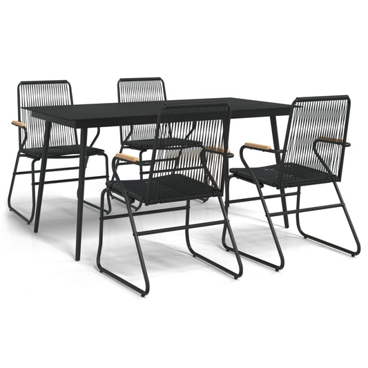 5 Piece Garden Dining Set Black PVC Rattan 5 Piece Garden Dining Set Black PVC Rattan