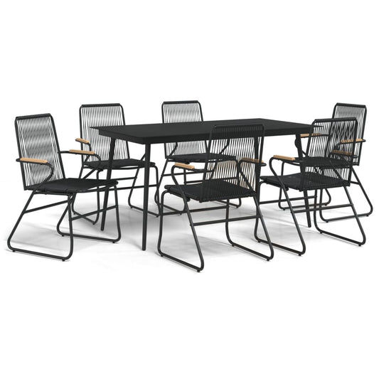 7 Piece Garden Dining Set Black PVC Rattan 7 Piece Garden Dining Set Black PVC Rattan