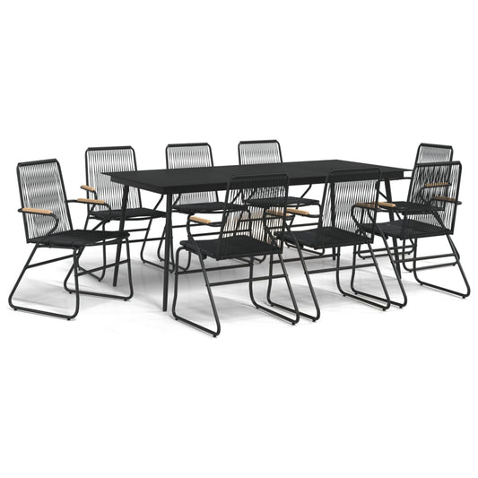 9 Piece Garden Dining Set Black PVC Rattan 9 Piece Garden Dining Set Black PVC Rattan