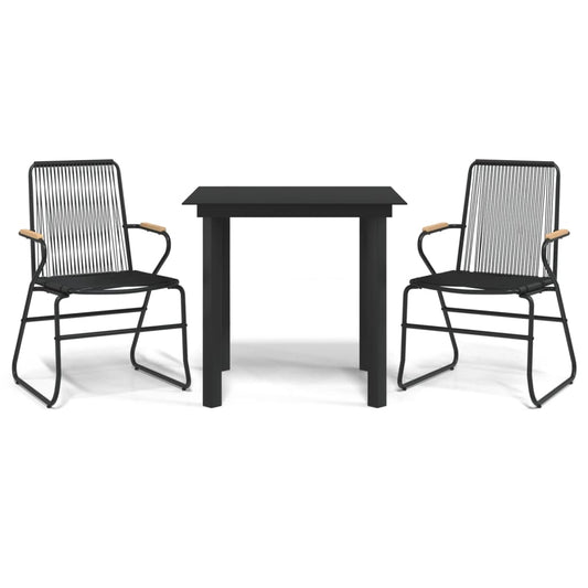 3 Piece Garden Dining Set Black PVC Rattan 3 Piece Garden Dining Set Black PVC Rattan