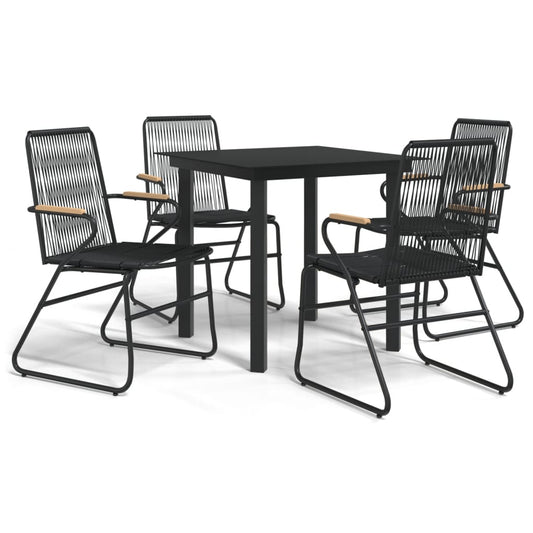 5 Piece Garden Dining Set Black PVC Rattan 5 Piece Garden Dining Set Black PVC Rattan