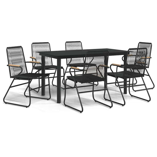 7 Piece Garden Dining Set Black PVC Rattan 7 Piece Garden Dining Set Black PVC Rattan