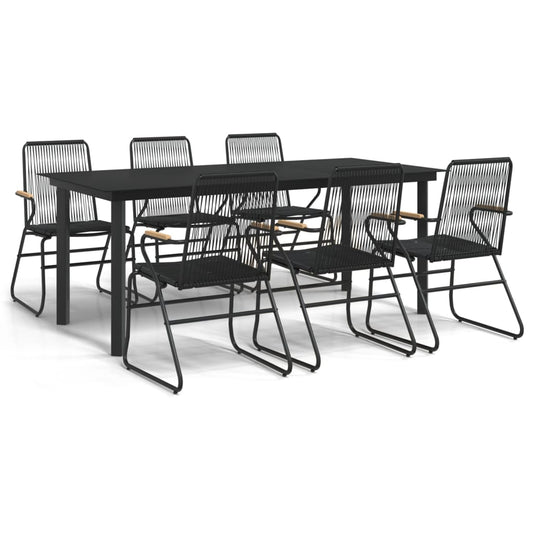 7 Piece Garden Dining Set Black PVC Rattan 7 Piece Garden Dining Set Black PVC Rattan