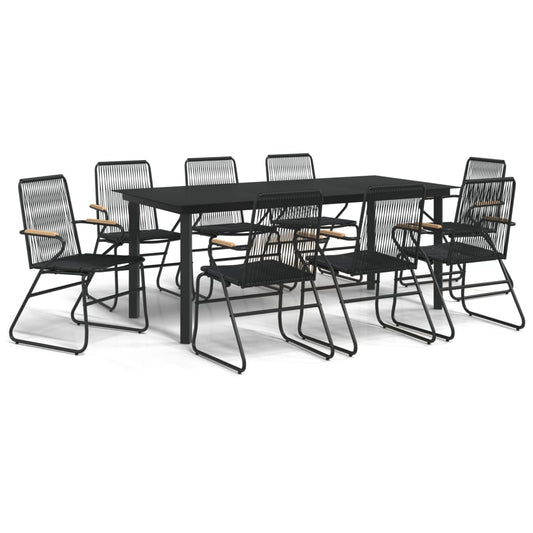 9 Piece Garden Dining Set Black PVC Rattan 9 Piece Garden Dining Set Black PVC Rattan