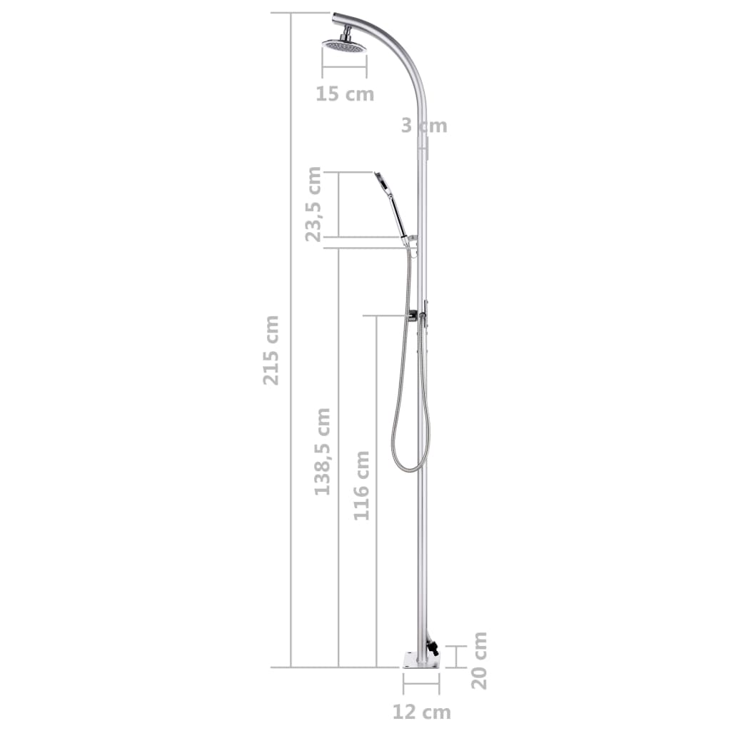 315943 vidaXL Garden Shower 215 cm Aluminium
