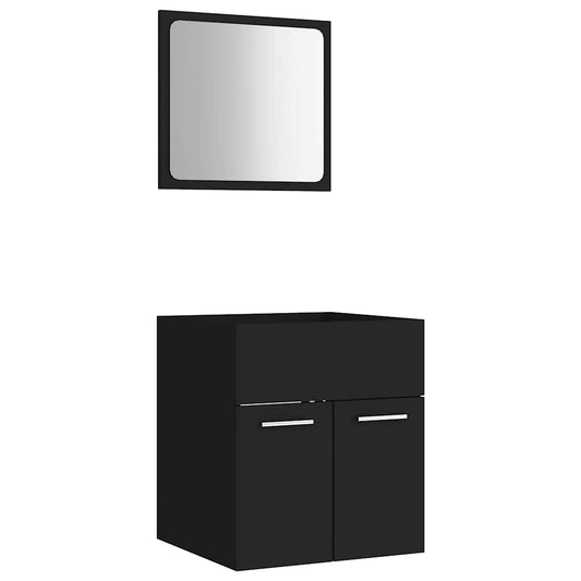 2 Piece Bathroom Furniture Set Black Engineered Wood 2 Piece Bathroom Furniture Set Black Engineered Wood