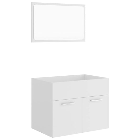 2 Piece Bathroom Furniture Set White Engineered Wood 2 Piece Bathroom Furniture Set White Engineered Wood