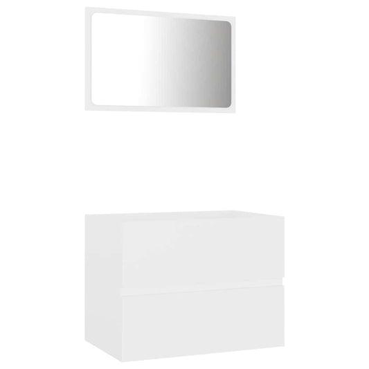 2 Piece Bathroom Furniture Set White Engineered Wood 2 Piece Bathroom Furniture Set White Engineered Wood