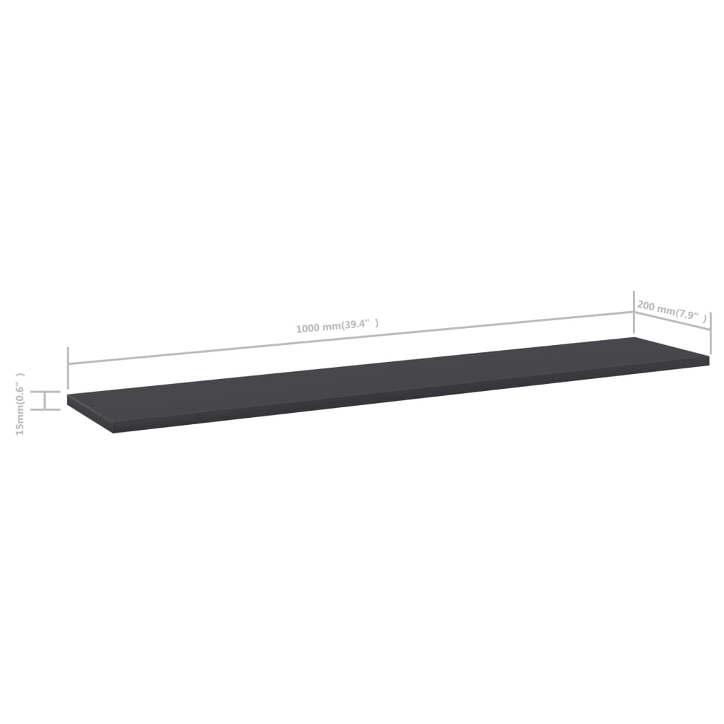 805382 vidaXL Bookshelf Boards 4 pcs Grey 100x20x1,5 cm Engineered Wood