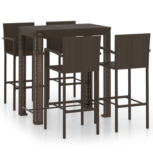 Garden Bar Set | Brown | PE rattan | 5 Piece Set | Footrest Garden Bar Set | Brown | PE rattan | 5 Piece Set | Footrest