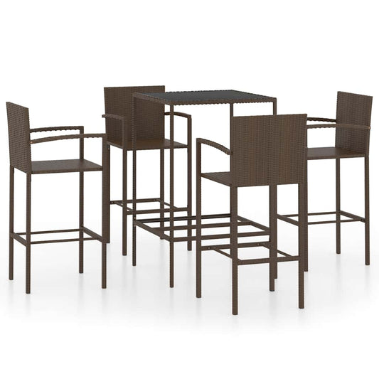 5 Piece Garden Bar Set Poly Rattan Brown 5 Piece Garden Bar Set Poly Rattan Brown