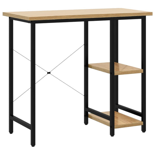 20557 vidaXL Computer Desk Black and Light Oak 80x40x72 cm MDF and Metal 20557 vidaXL Computer Desk Black and Light Oak 80x40x72 cm MDF and Metal