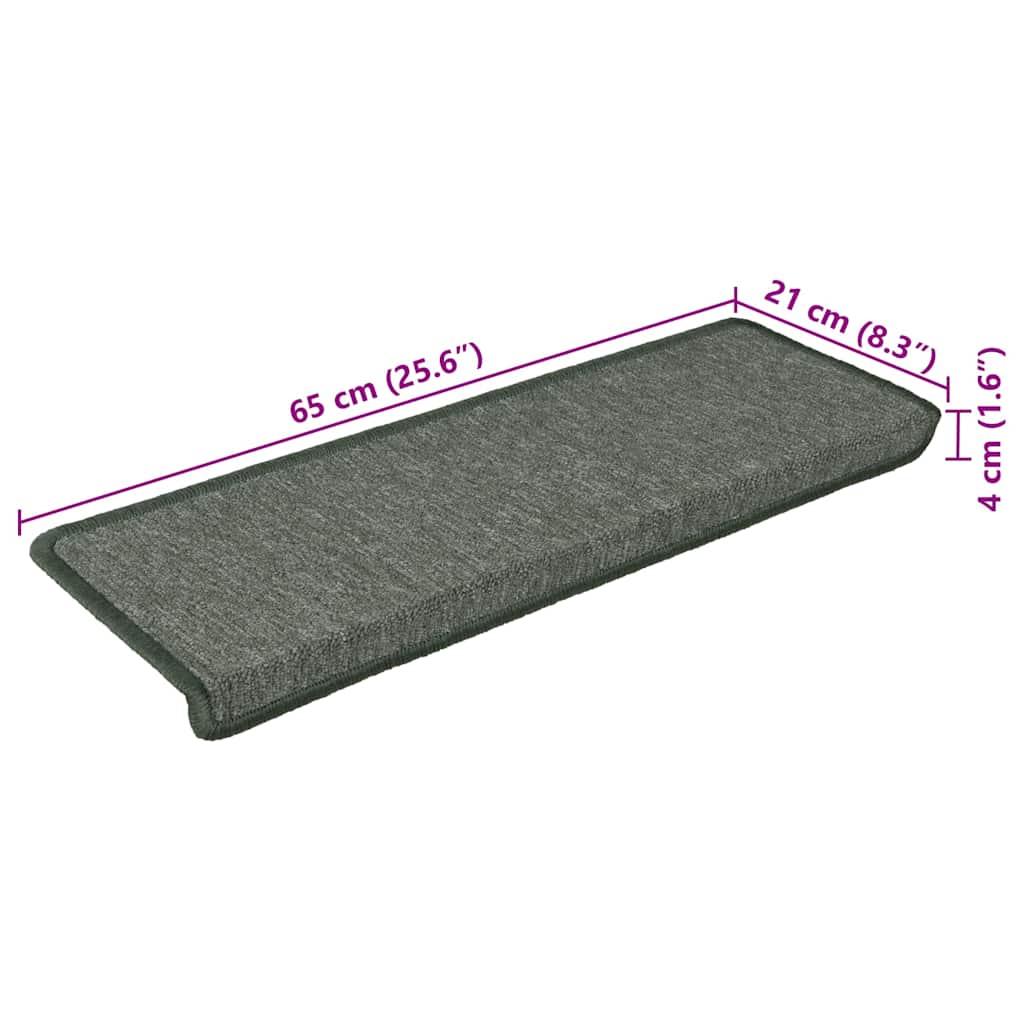 Stair Mats 15 pcs 65x21x4 cm Dark Green Rectangular Edge