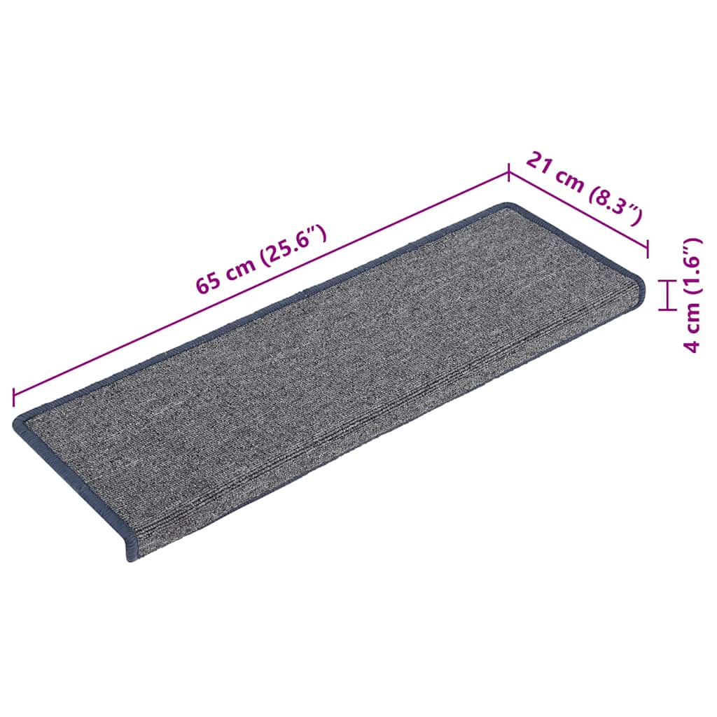 Stair Mats 15 pcs 65x21x4 cm Light Grey and Blue Rectangular Edge