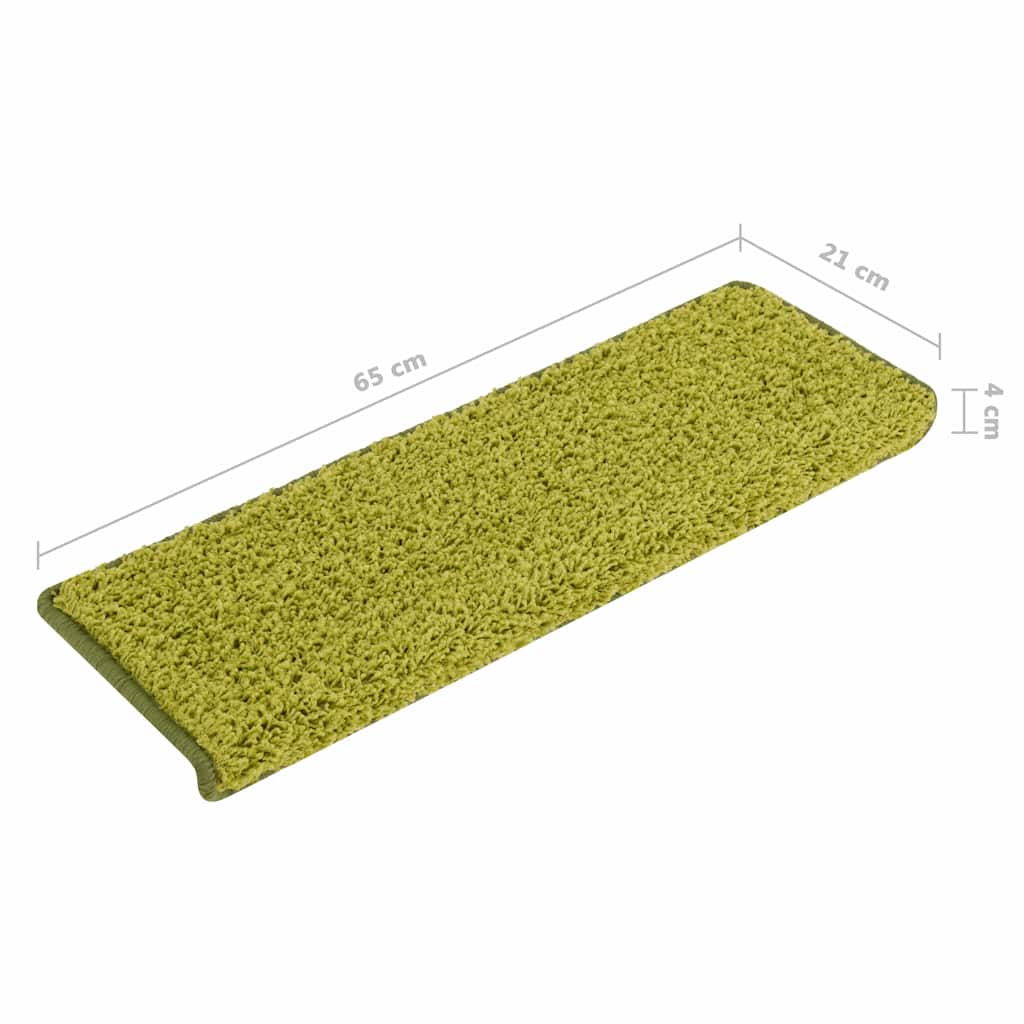Stair Mats 15 pcs 65x21x4 cm Green Rectangular Edge