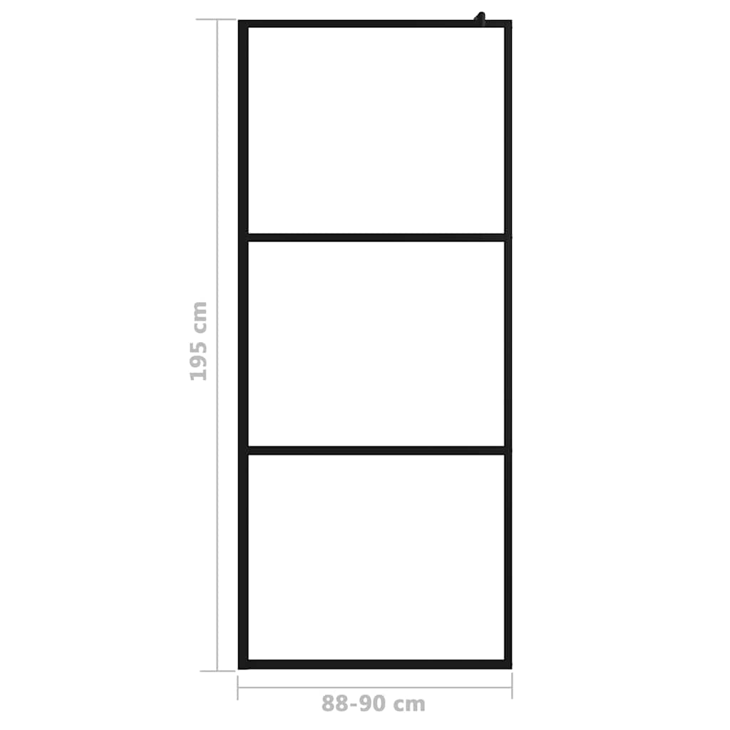 Shower walls Black 90 x 195 cm Glass and Aluminium