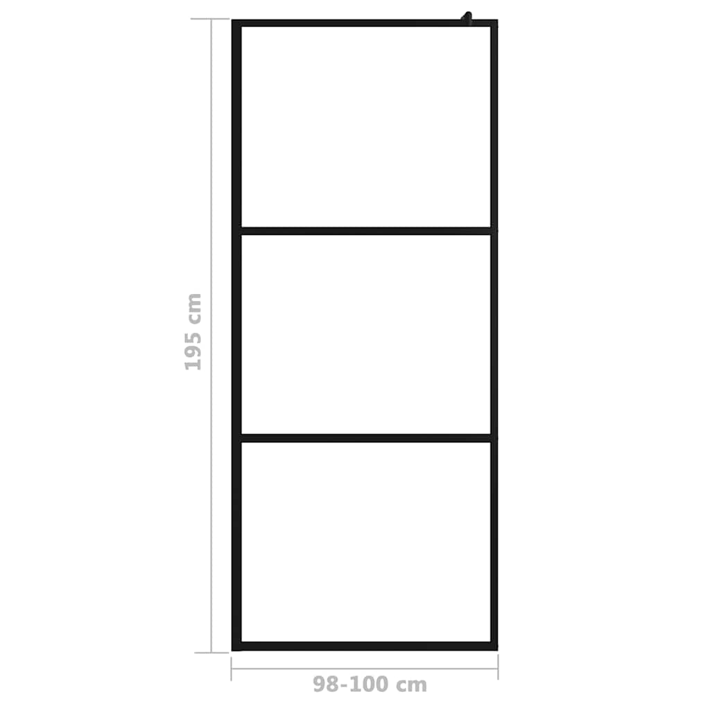 Shower walls Black 100 x 195 cm Glass and Aluminium