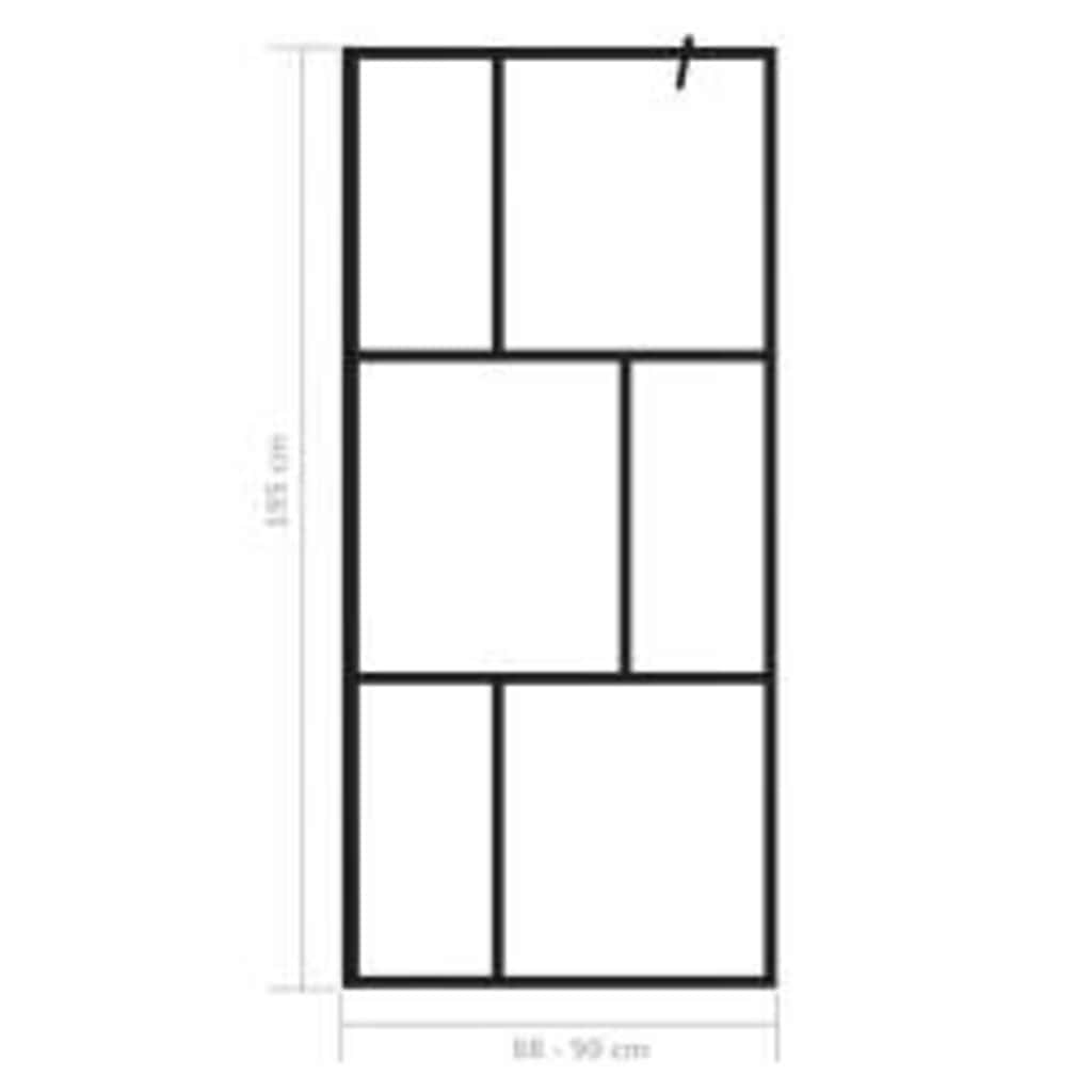 Walk-in Shower Wall with Tempered Glass Black 90x195 cm