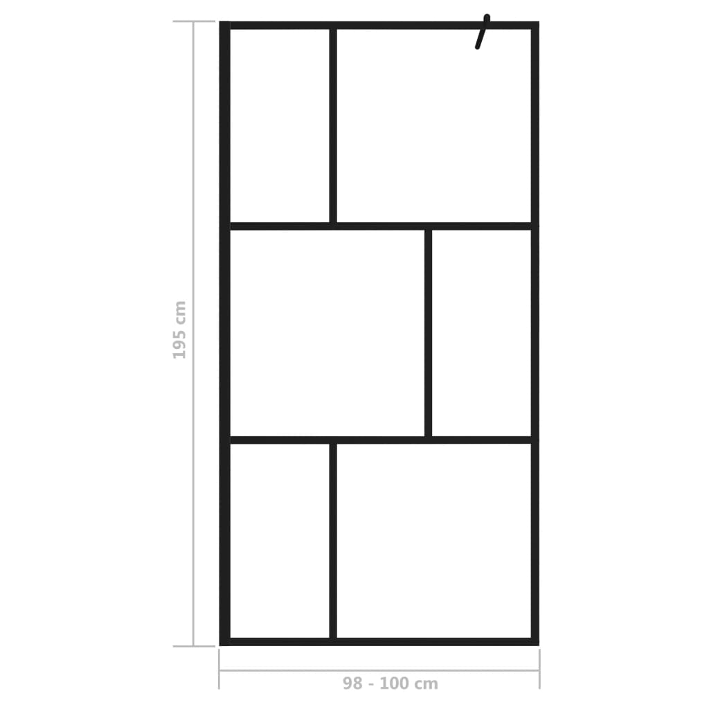 149154 vidaXL Walk-in Shower Wall with Tempered Glass Black 100x195 cm