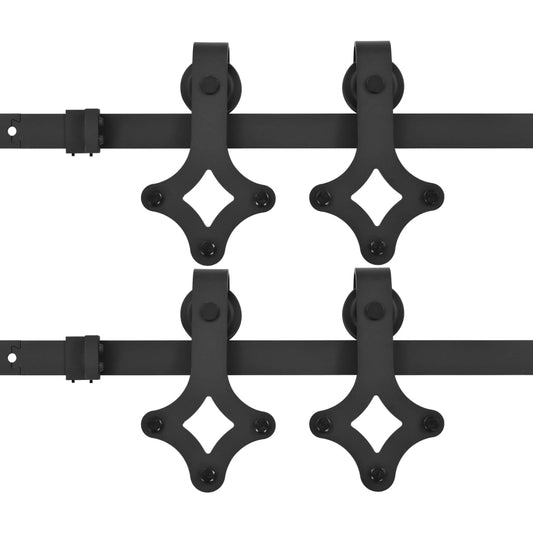 Sliding Door Hardware Kits 2 pcs 200 cm Steel Black Sliding Door Hardware Kits 2 pcs 200 cm Steel Black