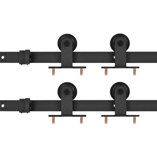 Sliding Door Hardware Kits 2 pcs 183 cm Steel Black Sliding Door Hardware Kits 2 pcs 183 cm Steel Black