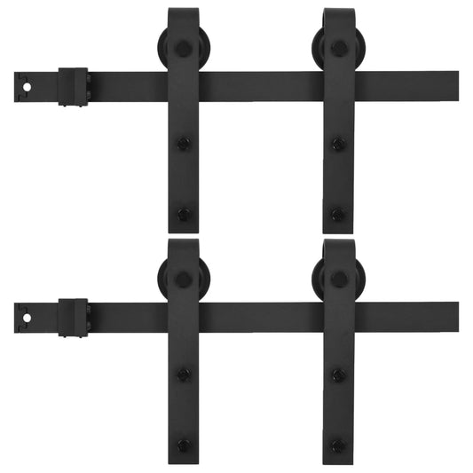 Sliding Door Hardware Kits 2 pcs 200 cm Steel Black Sliding Door Hardware Kits 2 pcs 200 cm Steel Black