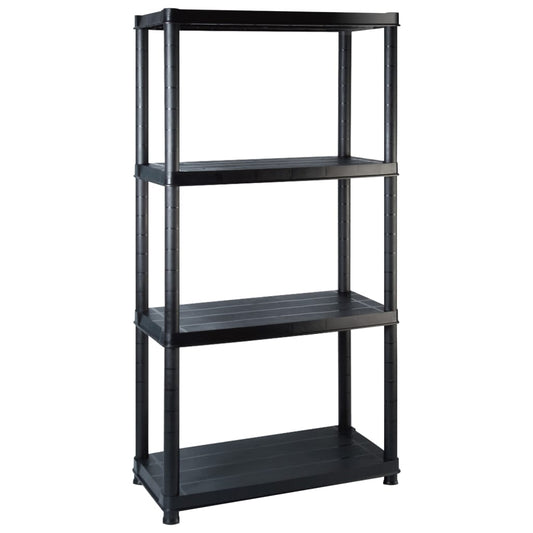 Storage Shelf 4-Tier Black 122x30.5x130 cm Plastic Storage Shelf 4-Tier Black 122x30.5x130 cm Plastic