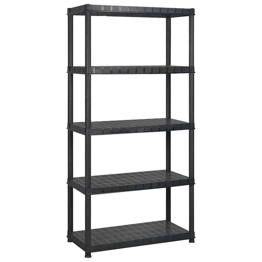 Storage Shelf 5-Tier Black 170x40x185 cm Plastic Storage Shelf 5-Tier Black 170x40x185 cm Plastic