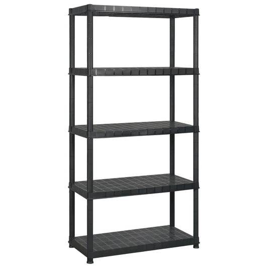 Storage Shelf 5-Tier Black 255x40x185 cm Plastic Storage Shelf 5-Tier Black 255x40x185 cm Plastic