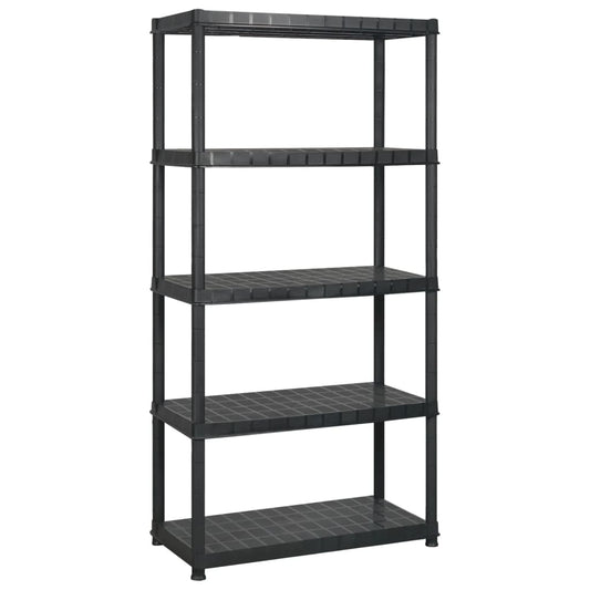Storage Shelf 5-Tier Black 340x40x185 cm Plastic Storage Shelf 5-Tier Black 340x40x185 cm Plastic