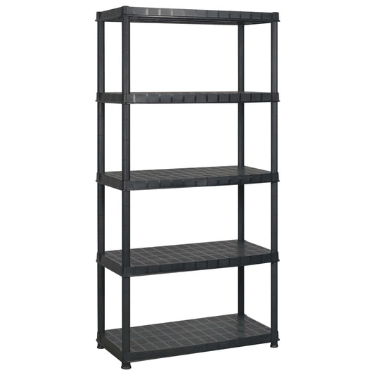 Storage Shelf 5-Tier Black 366x45.7x185 cm Plastic Storage Shelf 5-Tier Black 366x45.7x185 cm Plastic