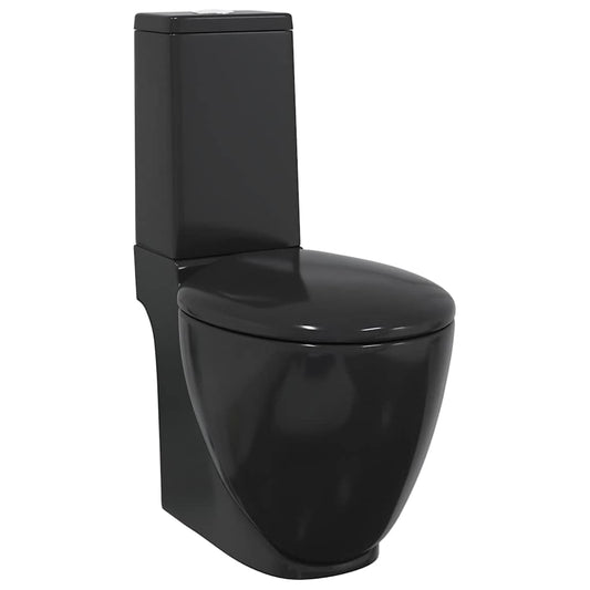 WC Ceramic Toilet Bathroom Round Toilet Bottom Water Flow Black WC Ceramic Toilet Bathroom Round Toilet Bottom Water Flow Black