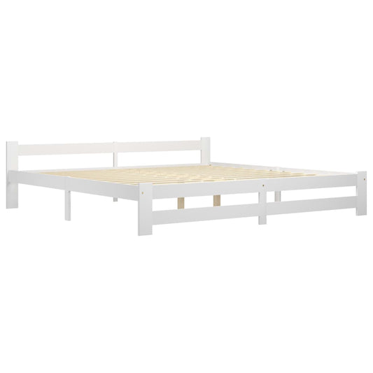 Bed Frame | White | Solid pine wood, plywood | 200x200 cm | Durable Bed Frame | White | Solid pine wood, plywood | 200x200 cm | Durable