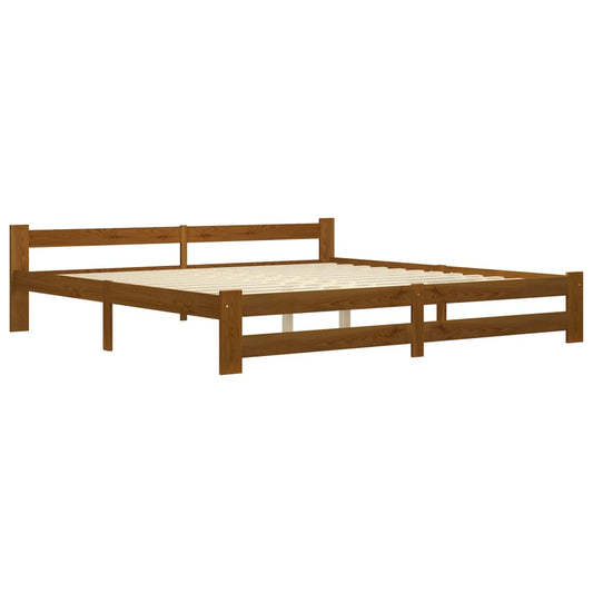 Bed Frame | Honey brown | Solid pine wood, plywood | 200x200 cm | Durable Bed Frame | Honey brown | Solid pine wood, plywood | 200x200 cm | Durable