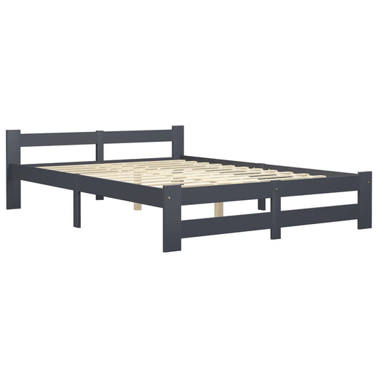 Bed Frame | Dark Grey | Solid Pine Wood, Plywood | Double | Durable Bed Frame | Dark Grey | Solid Pine Wood, Plywood | Double | Durable