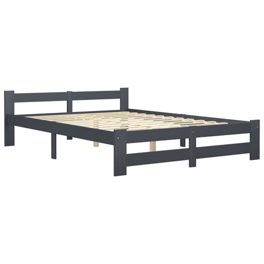 Bed Frame | Dark Grey | Solid Pine Wood, Plywood | Double | Durable Bed Frame | Dark Grey | Solid Pine Wood, Plywood | Double | Durable