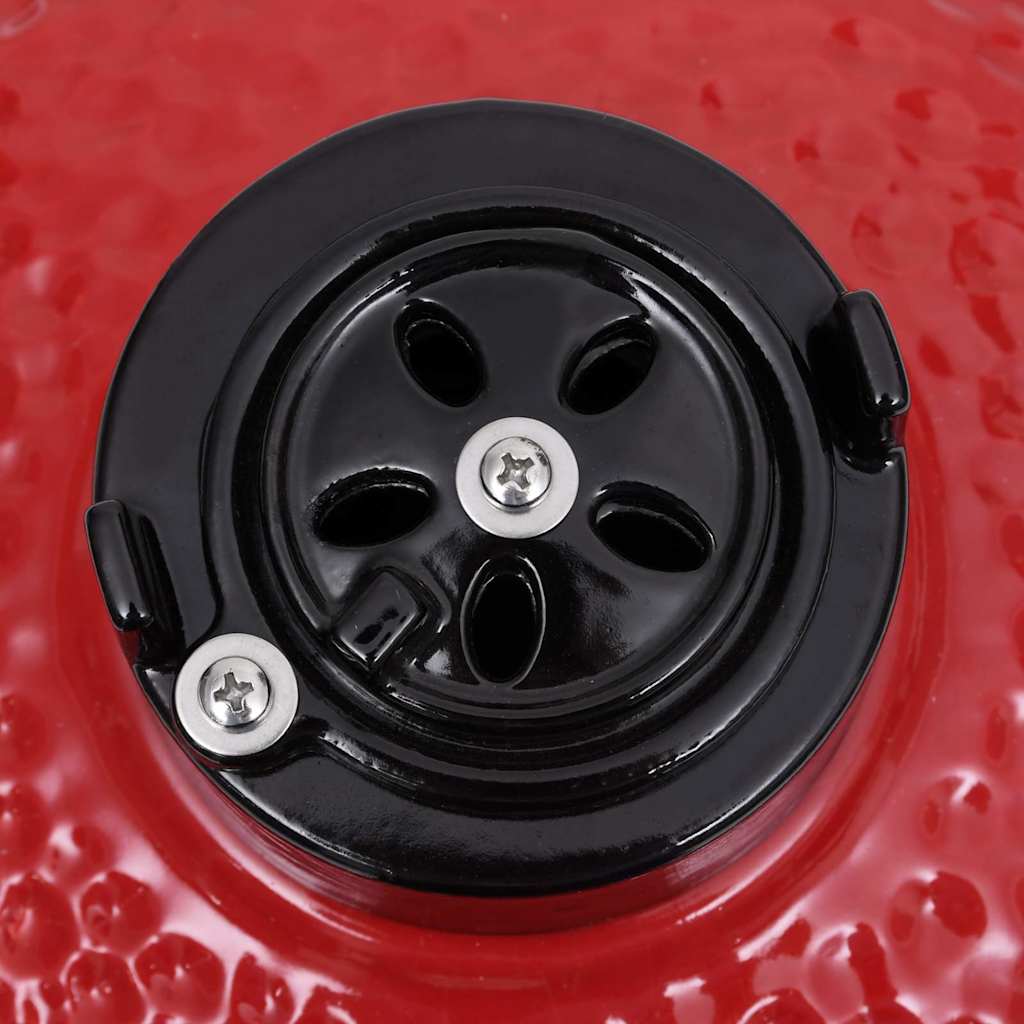 316095 vidaXL 2-in-1 Kamado Barbecue Grill Smoker Ceramic 56 cm Red